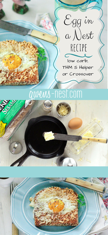My favorite egg recipe is egg in a nest: I've given it a healthy lower carb makeover with sprouted bread. This is a THM S Helper recipe!  But mostly it's easy and it ROCKS!