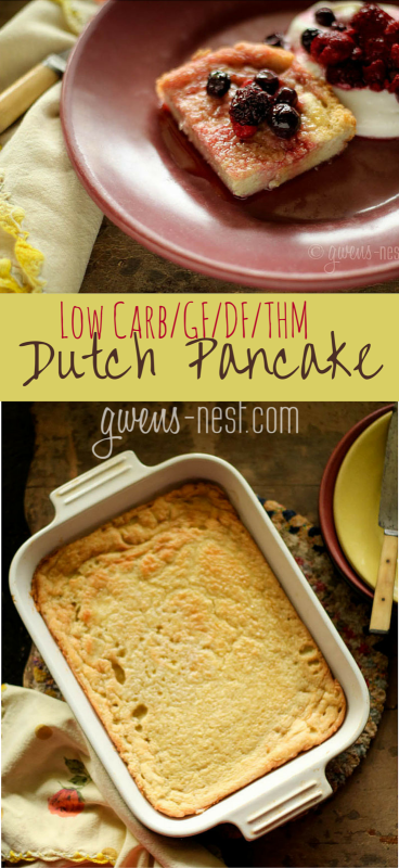 This Dutch pancake recipe is deliciously sugar free, gluten free, and dairy free! And it's THM friendly.
