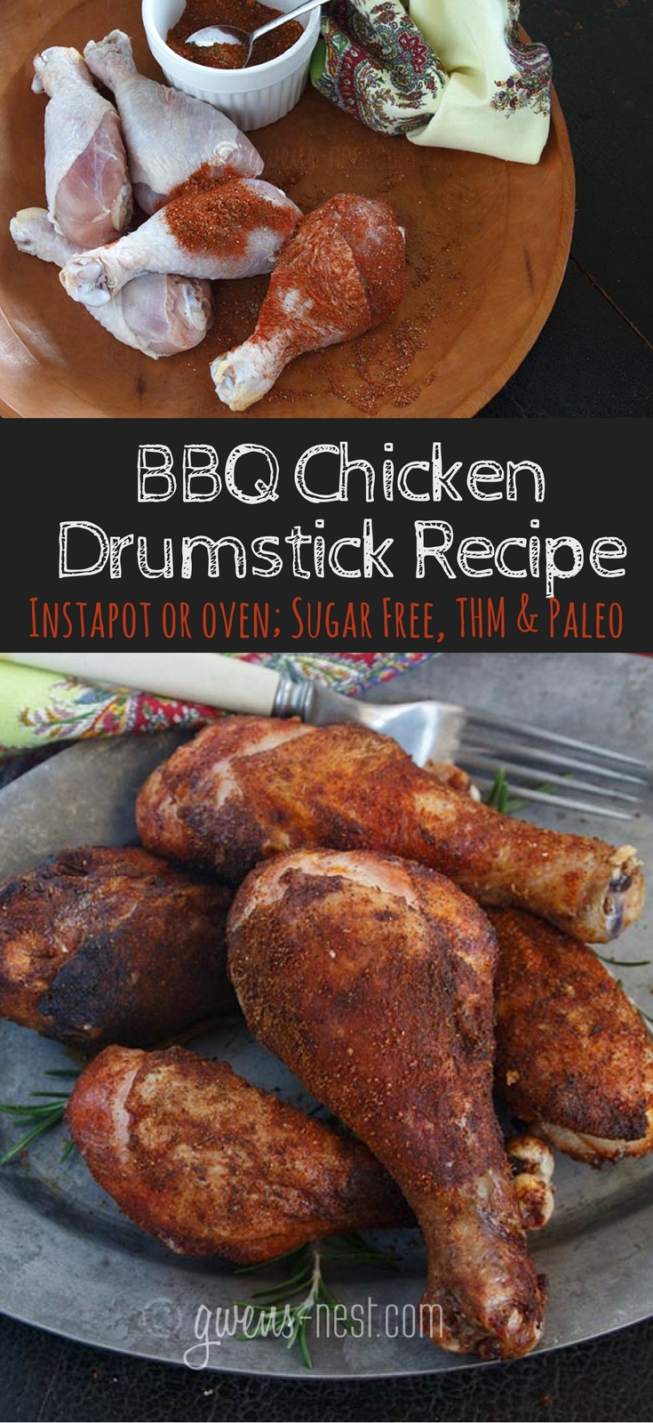 BBQ Chicken Drumsticks- THM, Paleo, InstantPot or oven - Gwen's Nest